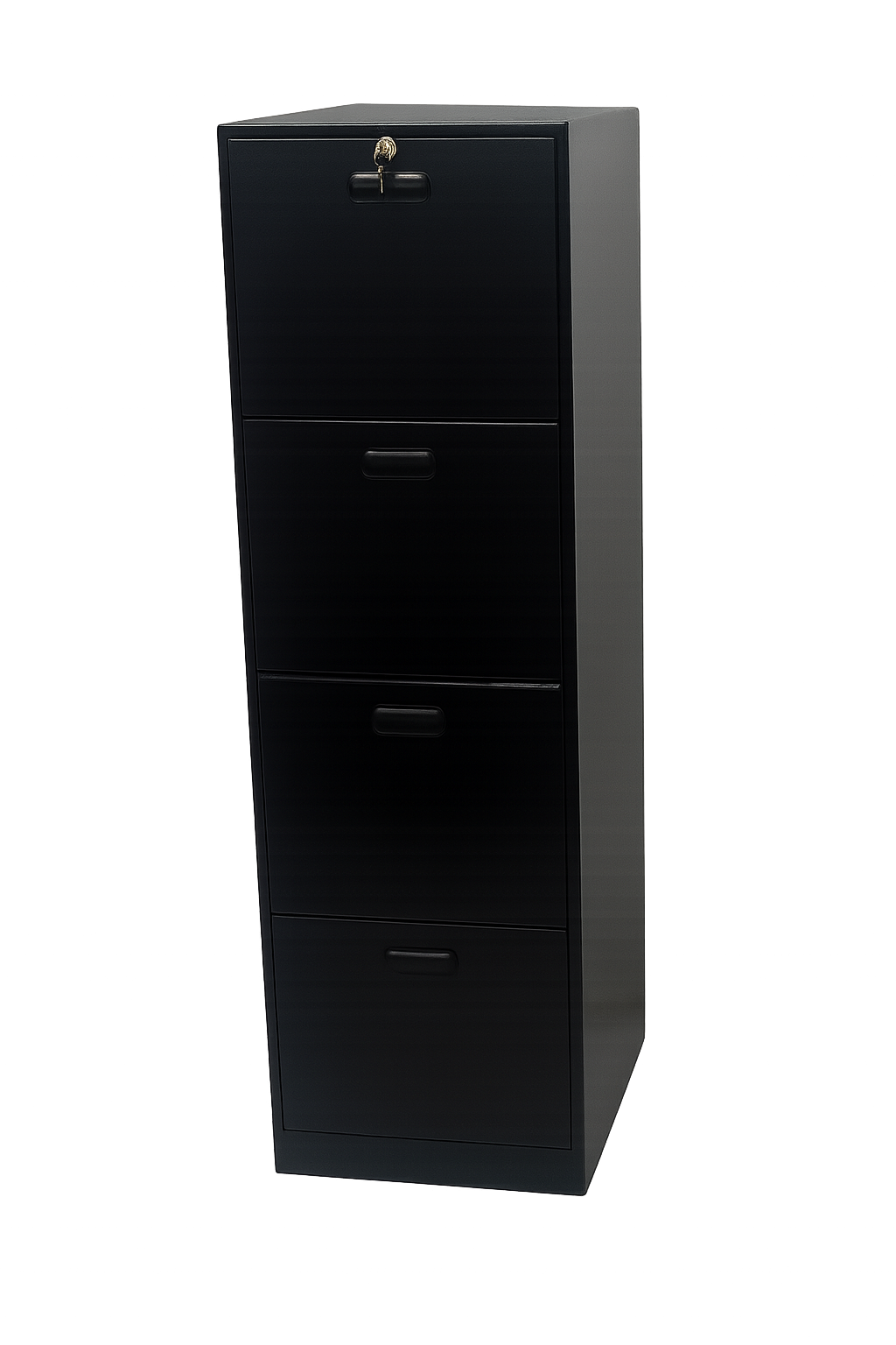Archivador negro vertical de 4 gavetas para oficina